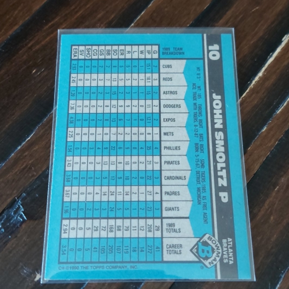 1990 John Smoltz card - Picture 2 of 2